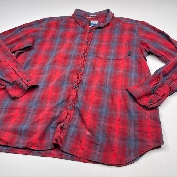Columbia Shirt Plaid Red Gorp Outdoor Hiking Camping Western Long Sleeve Work - Picture 2 of 13